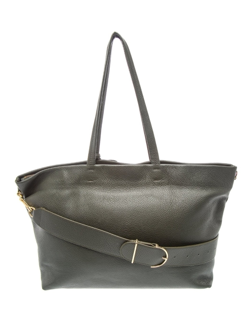 Cuyana Classic Zippered Tote in Dark Olive with Adjustable Strap